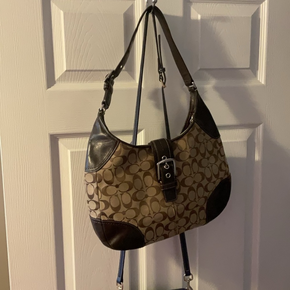 ***SOLD***Brown signature Coach Hobo bag with long wallet.